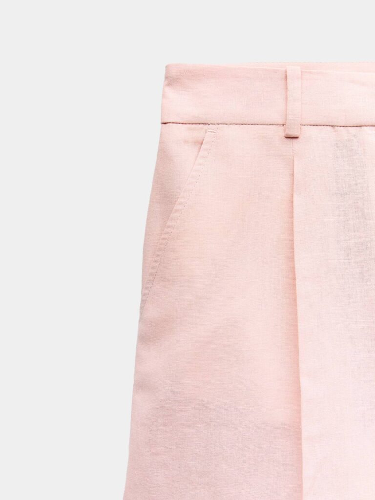 Pink high waist linen short